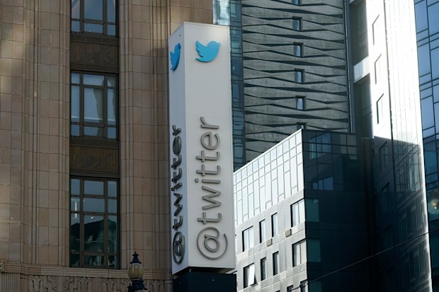 A Twitter headquarters sign is shown in San Francisco, Friday, Nov. 4, 2022. 
