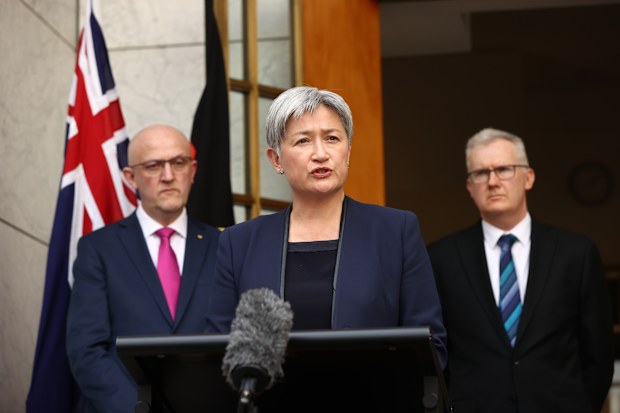 Foreign Affairs Minister Penny Wong during a press conference at Parliament House in Canberra on August 26, 2025. 