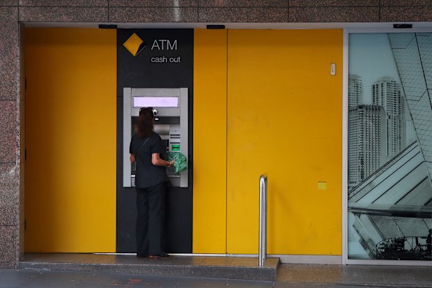 Commonwealth Bank atm stock image
