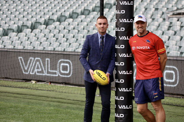 Vailo CEO Aaron Hickmann with Adelaide Crows CEO Tim Silvers.