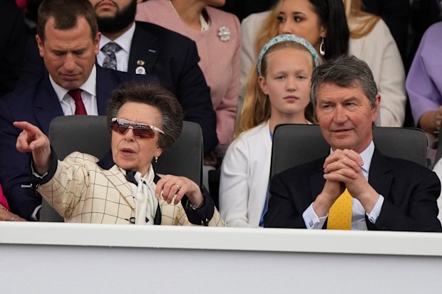 Princess Anne attends the Platinum Jubilee Pageant outside Buckingham Palace in London, Sunday, June 5, 2022, on the last of four days of celebrations to mark the Platinum Jubilee. 