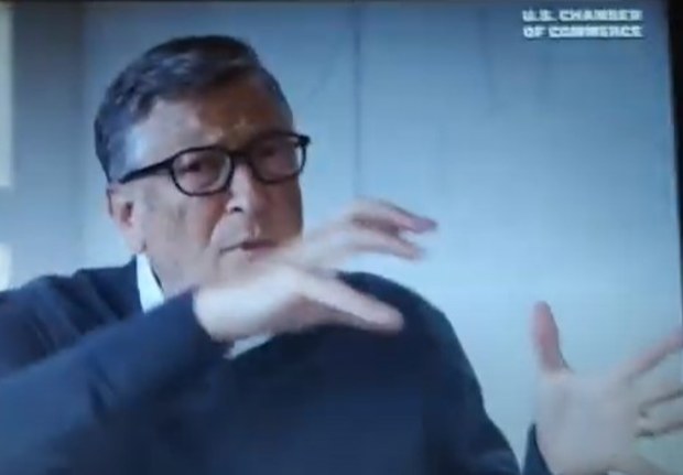 A screen shot from Bill Gates' US Chamber of Commerce keynote address on May 19, 2021.