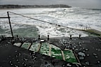 The damage at Bondi Icebergs on Bondi Beach which is closed due to dangerous conditions. Bondi Beach, Sydney. April 2, 2025. Photo: Kate Geraghty