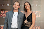 SYDNEY, AUSTRALIA - MARCH 21: Cody Simpson and Emma McKeon attend the "Guys & Dolls" on Sydney Harbour Opening Night Red Carpet on March 21, 2025 in Sydney, Australia. (Photo by Wendell Teodoro/Getty Images)