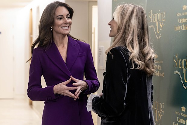 The Princess of Wales is greeted by Fearne Cotton as she arrives at the Design museum in London where she made a key note speech at the Shaping Us National Symposium.