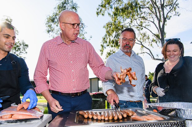 Opposition leader Peter Dutton visited Sutton Park in Brassall in the division of Blair for a BBQ. 