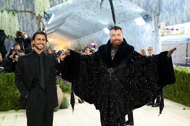 NEW YORK, NEW YORK - MAY 04: (L-R) Christian Cowan and Sam Smith attend the 2026 Met Gala celebrating "Costume Art" at the Metropolitan Museum of Art on May 04, 2026 in New York City. (Photo by Dimitrios Kambouris/Getty Images for The Met Museum/Vogue)