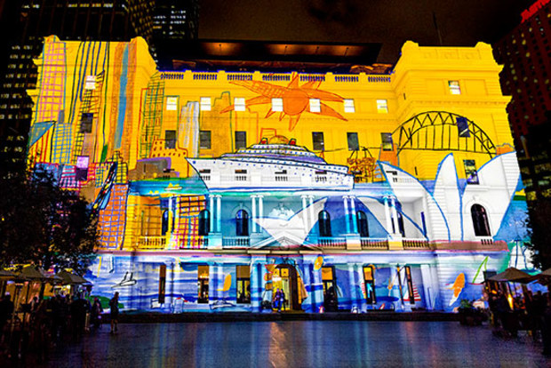 Vivid Sydney 2022 Ken Done Custom House projection.
