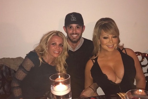 Britney Spears with her agent Cade Hudson and singer Mariah Carey. 