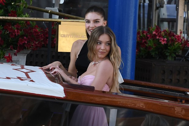 Sydney Sweeney pictured ahead of the Jeff Bezos and Lauren Sanchez wedding on the island of San Giorgio Maggiore on June 27, 2025 in Venice, Italy