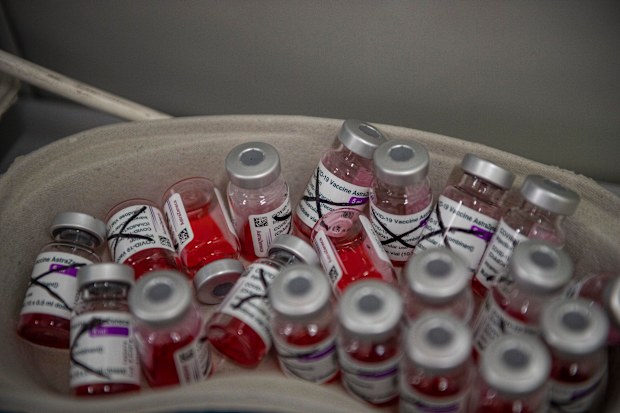 Empty vials of the AstraZeneca COVID-19 vaccine are seen at the vaccination unit of the Italian Defence, as part of COVID-19 vaccinations plan for the military personnel, in Rome, Italy. 