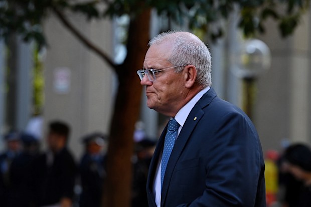 Former Australian Prime Minister Scott Morrison arrives for the State funeral of Dame Marie Bashir the 37th Governor of NSW, at St James Church in Sydney, NSW. February 4, 2026. Photo: Kate Geraghty