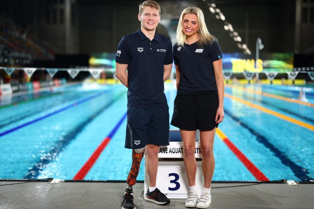 Paralympic swimmers Tim Hodge and Alexa Leary pictured ahead of the trials.