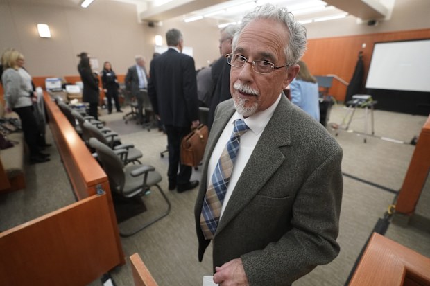 Terry Sanderson, the Utah man suing Gwyneth Paltrow, leaves the courtroom following her testimony, Friday, March 24, 2023, in Park City, Utah. He accuses her of crashing into him on a beginner run