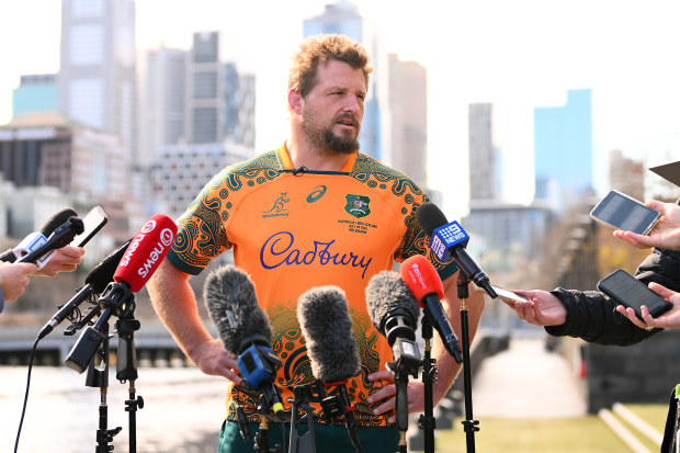 James Slipper of the Wallabies speaks to media during a Bledisloe Cup media opportunity in Melbourne.