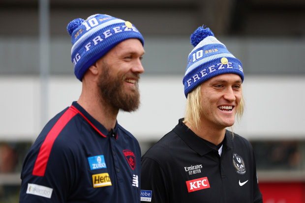 Darcy Moore and Max Gawn were part of a pre King's Birthday freeze for MND.