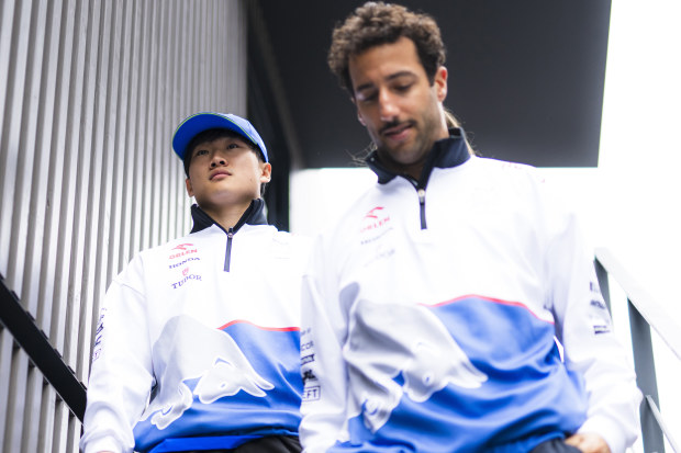 Yuki Tsunoda of Japan and RB teammate Daniel Ricciardo.