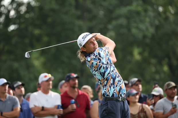 Team Captain Cameron Smith of Punch GC plays his shot from the 13th tee during Day Two of the LIV Golf Invitational - Chicago at Rich Harvest Farms on September 17, 2022 in Sugar Grove, Illinois. (Photo by Jonathan Ferrey/LIV Golf via Getty Images)
