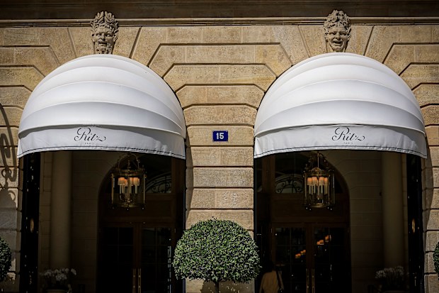 A view of the entrance to the Ritz Hotel, in Paris