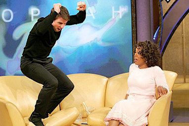 Tom Cruise jumps on Oprah's couch