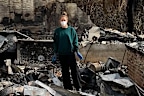 Molly Baz visits the ruins of her home after it was destroyed in the Los Angeles fires, January 2025