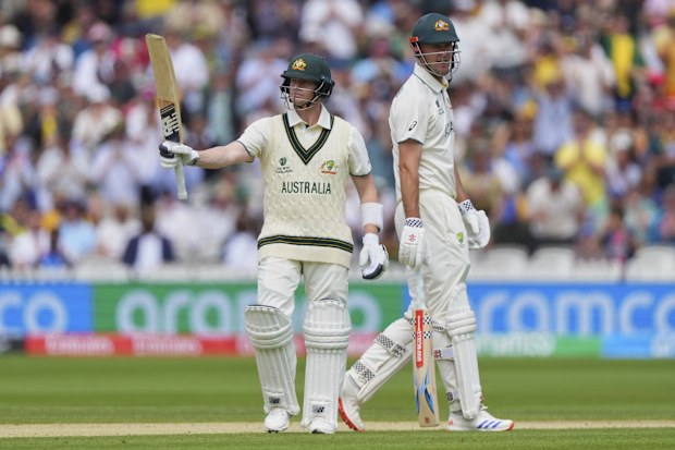 Australia's Steve Smith Center