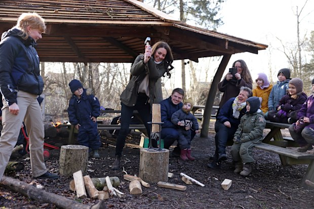 Kate Middleton, Duchess of Cambridge visits the Stenurten Forest Kindergarten on February 23, 2022 in Copenhagen.