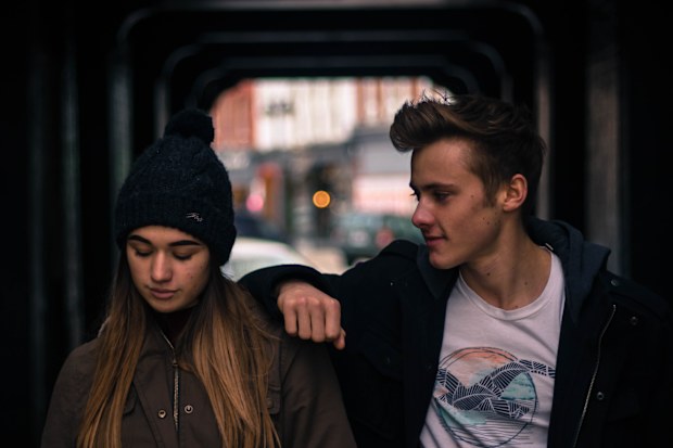 Man and woman talking