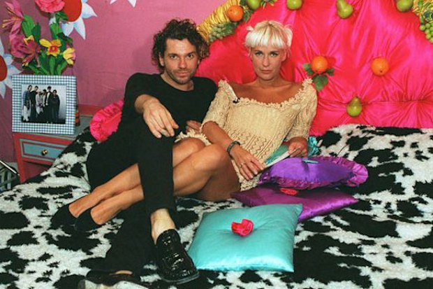 It was all eyes on the Geldof family when Paula, a TV presenter known for her flirtatious interviewing skills, ended her relationship with The Boomtown Rats singer in 1995. Not long after she swapped one frontman for another, in the form INXS singer Michael Hutchence.<br/><br/>(Image source: <i>The Big Breakfast</i>)