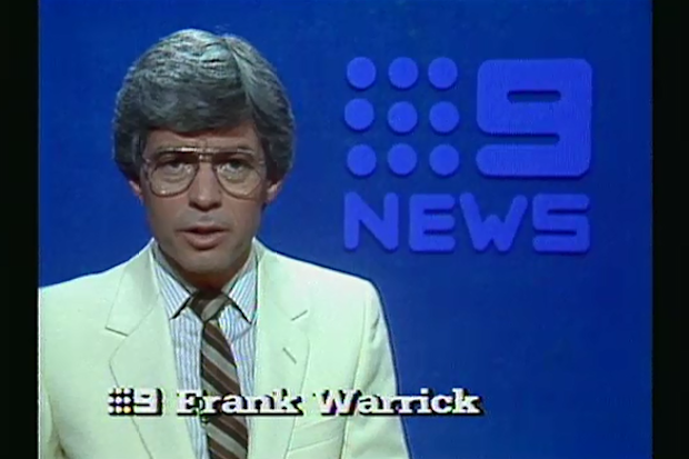Frank Warrick presenting 9News Queensland in the 1980s. 