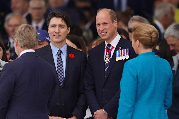 Canadian Prime Minister Justin Trudeau (centre left) and Prince William, Prince of Wales