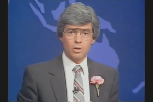 Frank Warrick presenting 9News Queensland in the 1980s. 