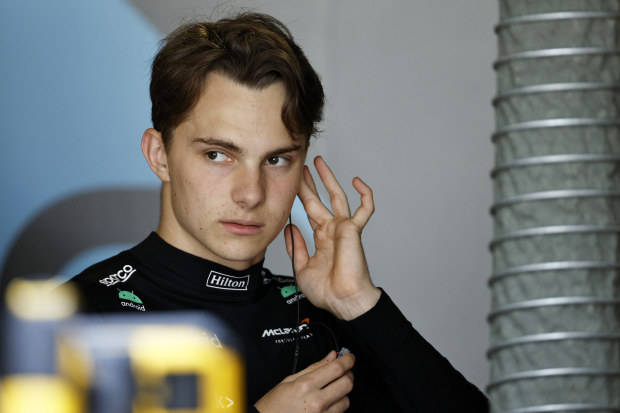 Oscar Piastri of Australia and McLaren prepares to drive in the garage during final practice ahead of the F1 Grand Prix of Miami at Miami International Autodrome on May 06, 2023 in Miami, Florida. (Photo by Chris Graythen/Getty Images)