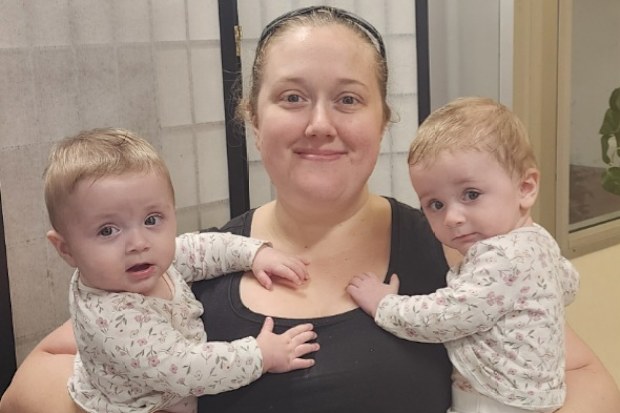 Dione Nesbitt with her now healthy twin daughters.