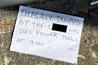 Neighbour power tool note blurred