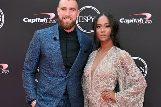 Travis Kelce and Kayla Nicole attends The 2018 ESPYS at Microsoft Theater on July 18, 2018 in Los Angeles, California.