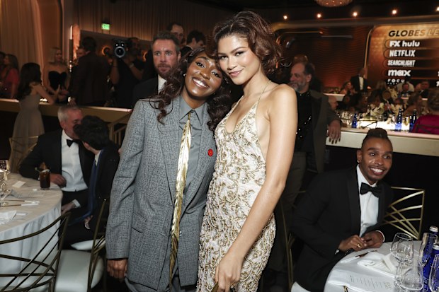Ayo Edebiri and Zendaya at the 82ND ANNUAL GOLDEN GLOBES®, airing live from the Beverly Hilton in Beverly Hills, California on Sunday, January 5, 2025 at 8 PM ET/5 PM PT, on CBS and streaming on Paramount+. 