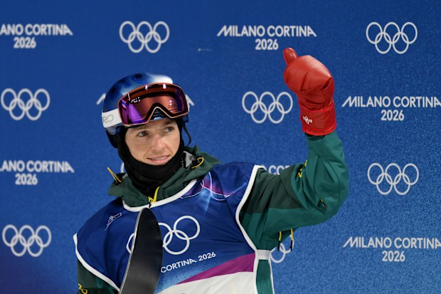 LIVIGNO, ITALY - FEBRUARY 11: Scotty James of Team Australia gestures after competing in run two of the Men's Snowboard Halfpipe Qualification on day five of the Milano Cortina 2026 Winter Olympic games at Livigno Snow Park on February 11, 2026 in Livigno, Italy. (Photo by David Ramos/Getty Images)