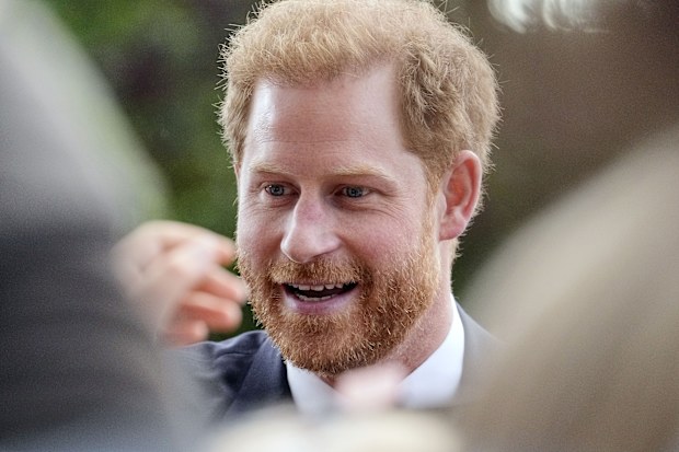 Prince Harry meets people after viewing the floral tributes for the late Queen Elizabeth II outside Windsor Castle, in Windsor, England, Saturday, Sept. 10, 2022. (AP Photo/Martin Meissner)