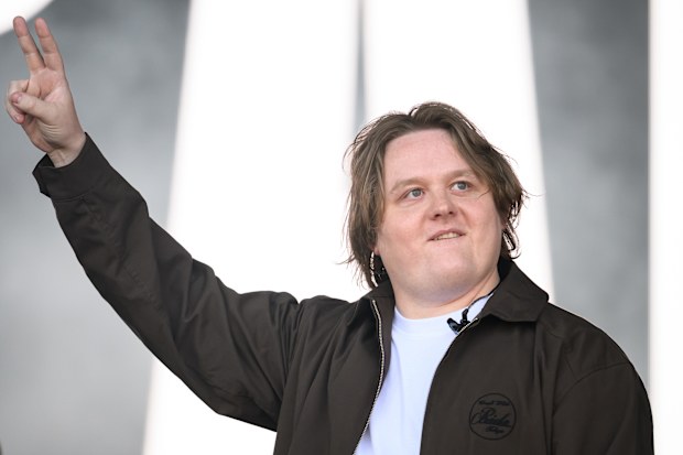 GLASTONBURY, ENGLAND - JUNE 27: Singer songwriter Lewis Capaldi walks onto the Pyramid Stage during day three of Glastonbury festival 2025 at Worthy Farm, Pilton on June 27, 2025 in Glastonbury, England. Established by Michael Eavis in 1970, Glastonbury has grown into the UK's largest music festival, drawing over 200,000 fans to enjoy performances across more than 100 stages. In 2026, the festival will take a fallow year, a planned pause to allow the Worthy Farm site time to rest and recover. (P