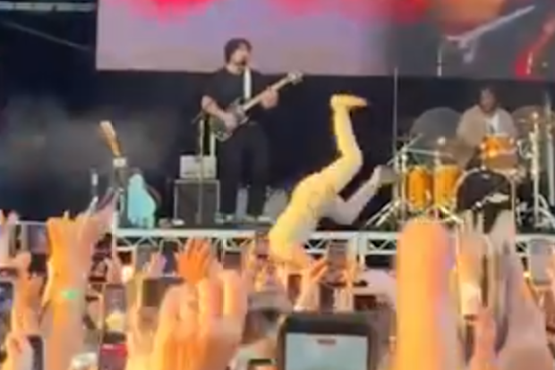 Robert Irwin jumped on the stage to perform as Sally for Role Model set at Laneway Festival in Perth