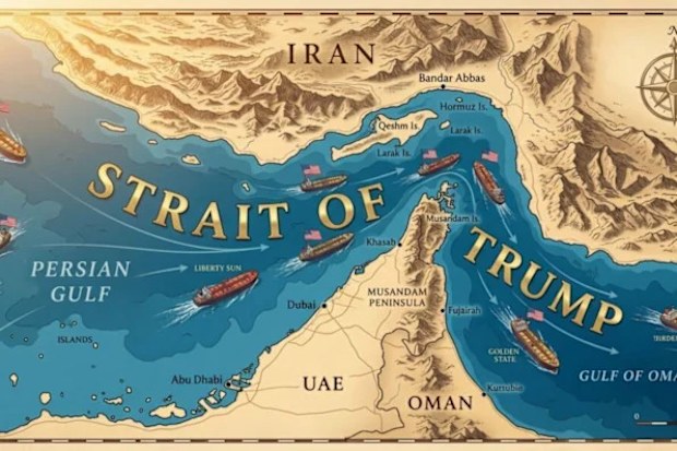 US President Donald Trump posting a "Strait of Trump" map, where he has renamed the Strait of Hormuz after himself.