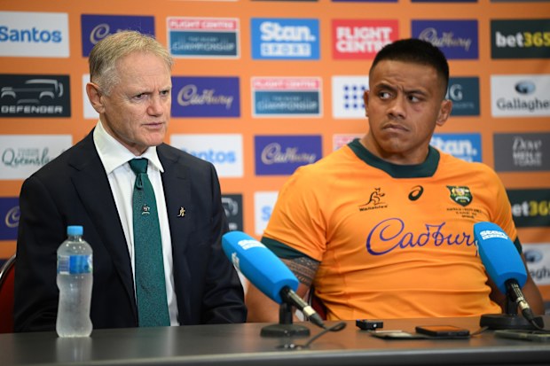 Joe Schmidt speaks during a press conference at Suncorp Stadium.