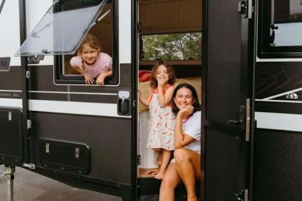 Byron mum Sophie Pearce caravanning around Australia.