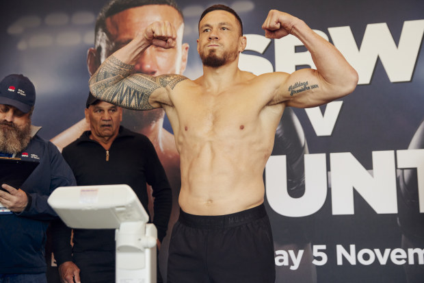 Sonny Bill Williams as the weigh-in ahead of his fight with Mark Hunt.
