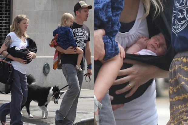 Pics: first glimpse of Ethan Hawke’s new baby girl