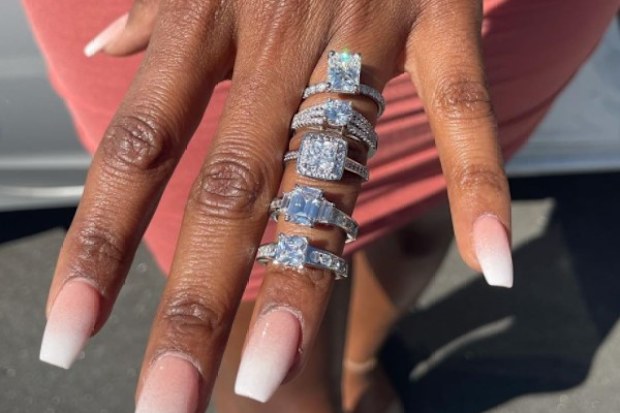 The five different rings Hunn proposed with.
