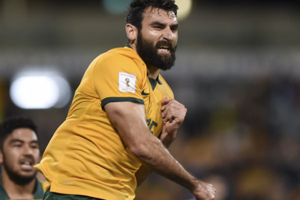 Socceroos captain Mile Jedinak celebrates his goal. (AAP)