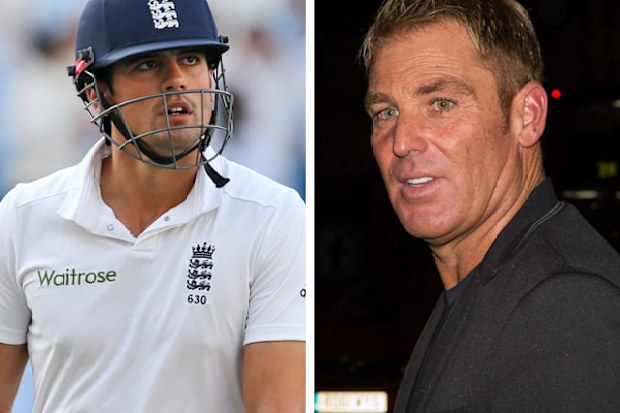 Alastair Cook and Shane Warne. (AAP)
