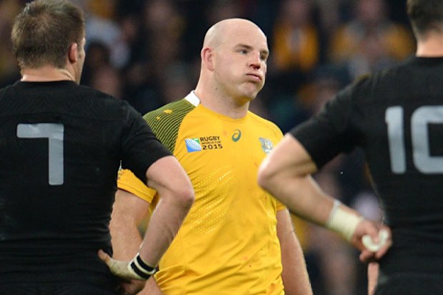 Wallabies skipper Stephen Moore reacts to another referring decision. (AFP)